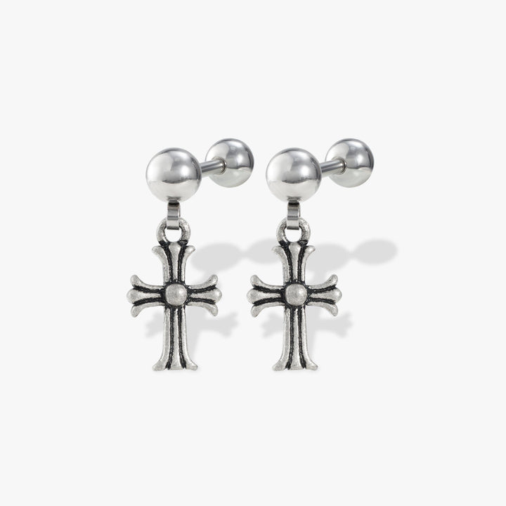 Color_Silver,Bar Type & Materials_Ball End (Titanium);cross earrings 