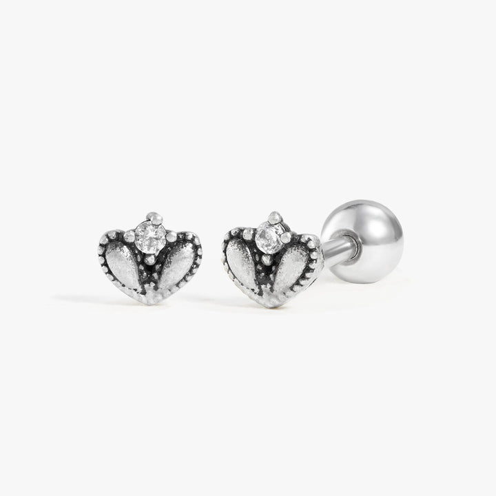 Color_Silver,Bar Type & Materials_Ball End (Titanium);Heart Titanium Barbell Piercing Earring | Halloween Gift