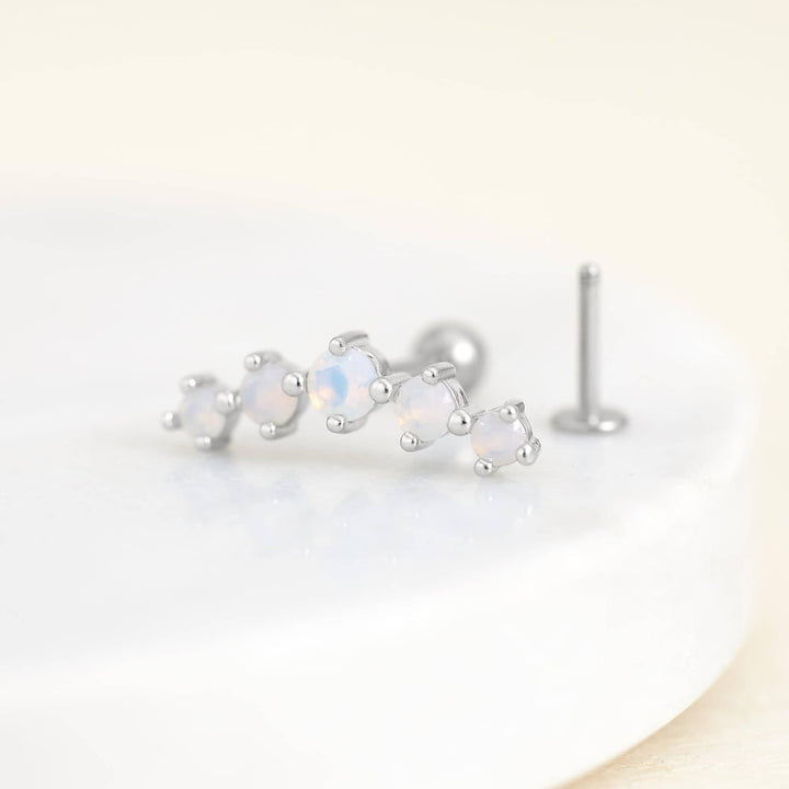 Curved White Moonstone Cartilage Piercing Earring-EricaJewels