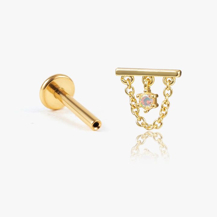 push pin chain stud earrings gold