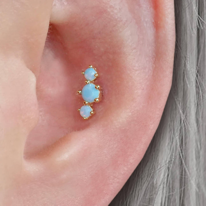 Trinity Baby Blue Moonstone Flat Back Piercing Earring