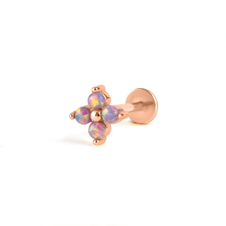 Four Leaf Clover Purple Opal Flat Back Piercing Earring