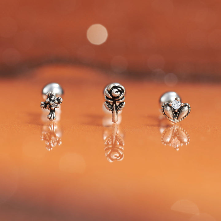titanium flower earrings