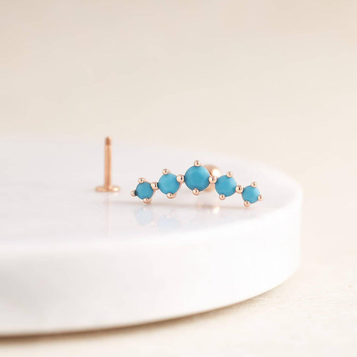 Curved Turquoise Flat Back Piercing Earring