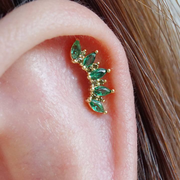 Emerald Green Crown Stud Earrings