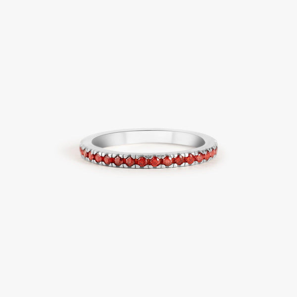 Garnet Red 3A CZ Pave Eternity Band