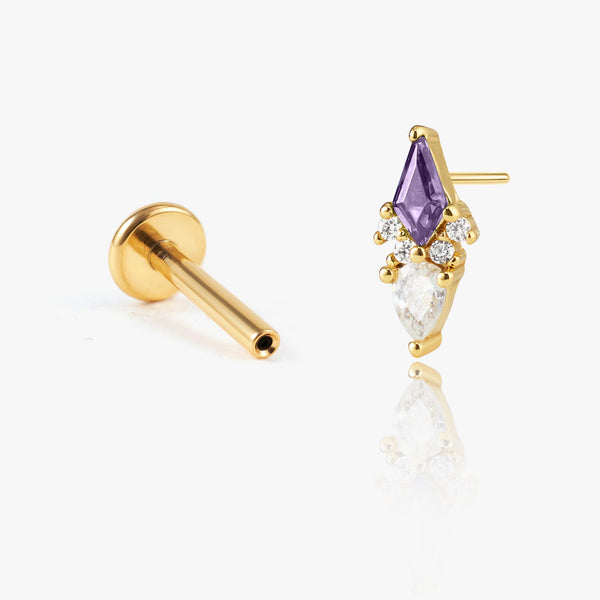 Eva - Kite Cut Flat Back Earring in Amethyst