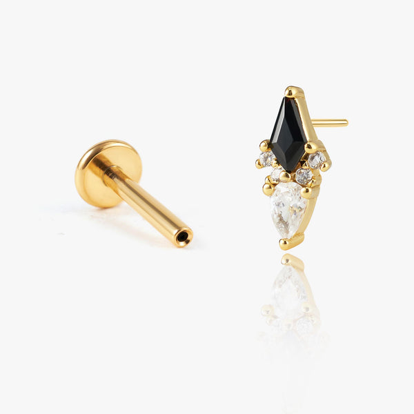 Eva - Kite Cut Flat Back Earring in Black