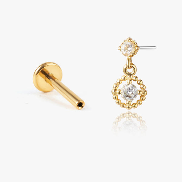 CZ Circle Dangle Flat Back Stud