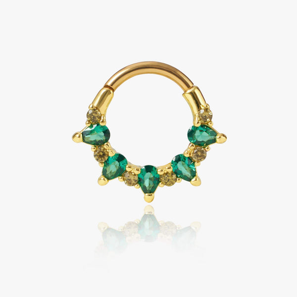 emerald clicker hoop earring