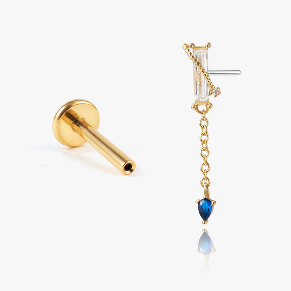 Sapphire & Crystal Drop Flat Back Stud