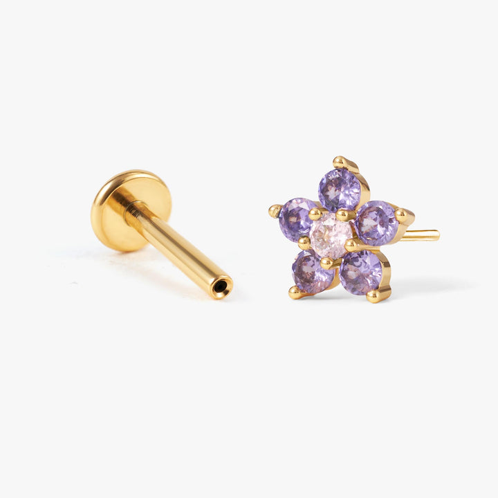 flower stud earring gold 