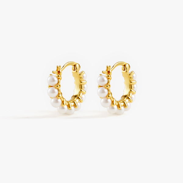 Gold Pearl Hoop Earrings | Chriatmas Gift