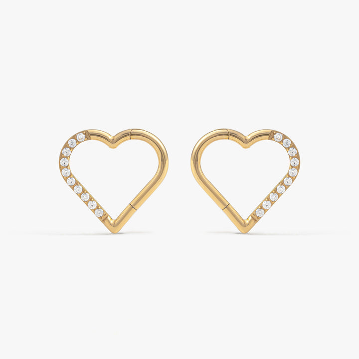 Heart Shape Crystal 3A CZ Daith Jewelry & Septum Rings-Left And Right
