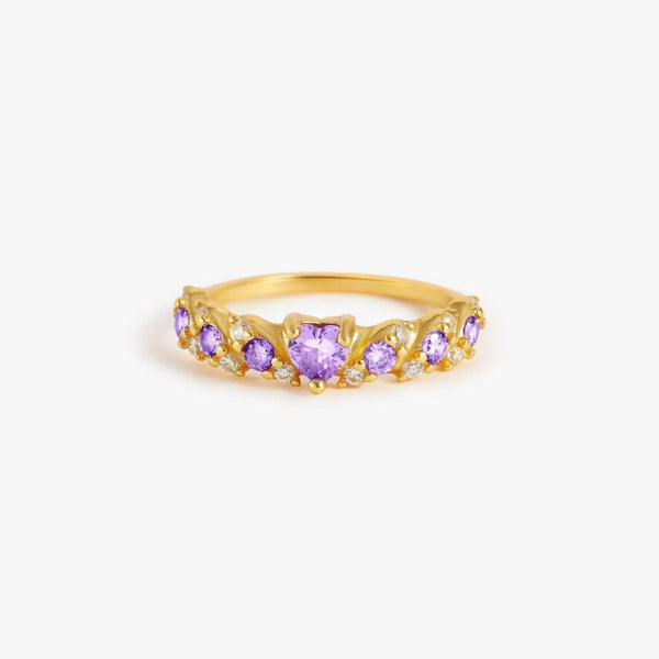 Heart Shaped Amethyst Purple 3A CZ Engagement Ring