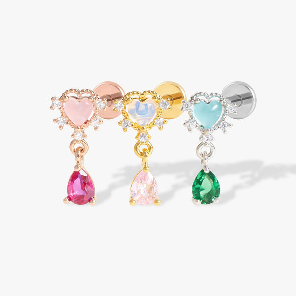 Color_ALL;heart moonstone earrings