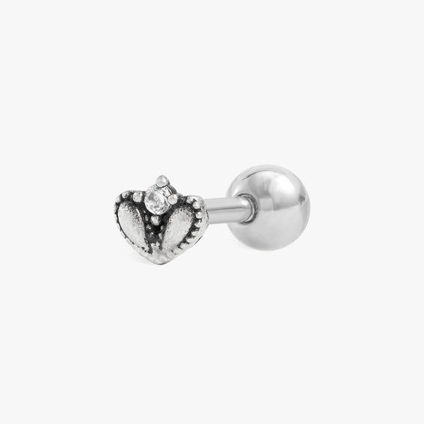 Color_Silver,Bar Type & Materials_Labret (Titanium);Heart Titanium Barbell Piercing Earring | Halloween Gift