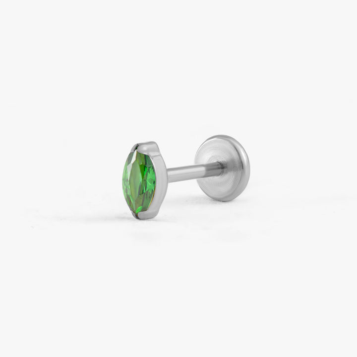 Tiny Marquise Emerald Green 3A CZ Push Pin Piercing Earring