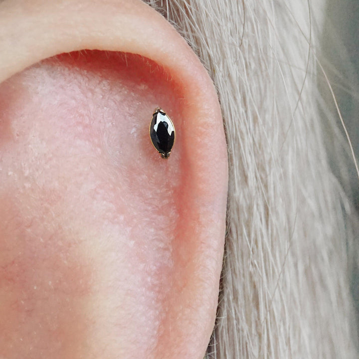 Tiny Marquise Black 3A CZ Push Pin Piercing Earring