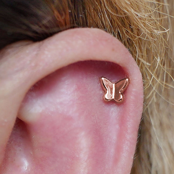 Tiny Plain Butterfly Flat Back Piercing Earring