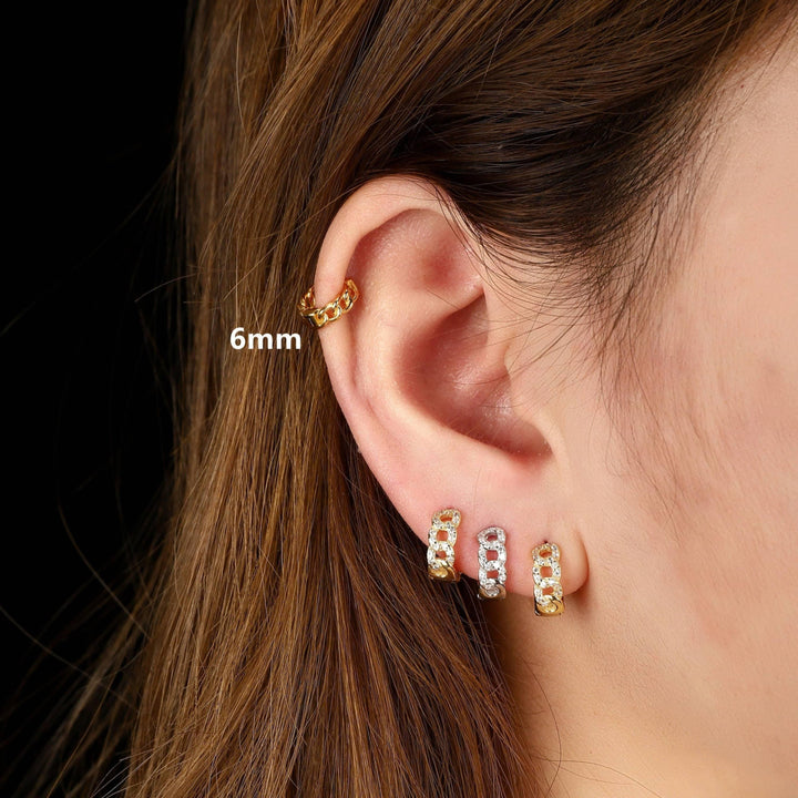 Multiple Sizes Chunky Plain Chain Hoop Earrings-EricaJewels