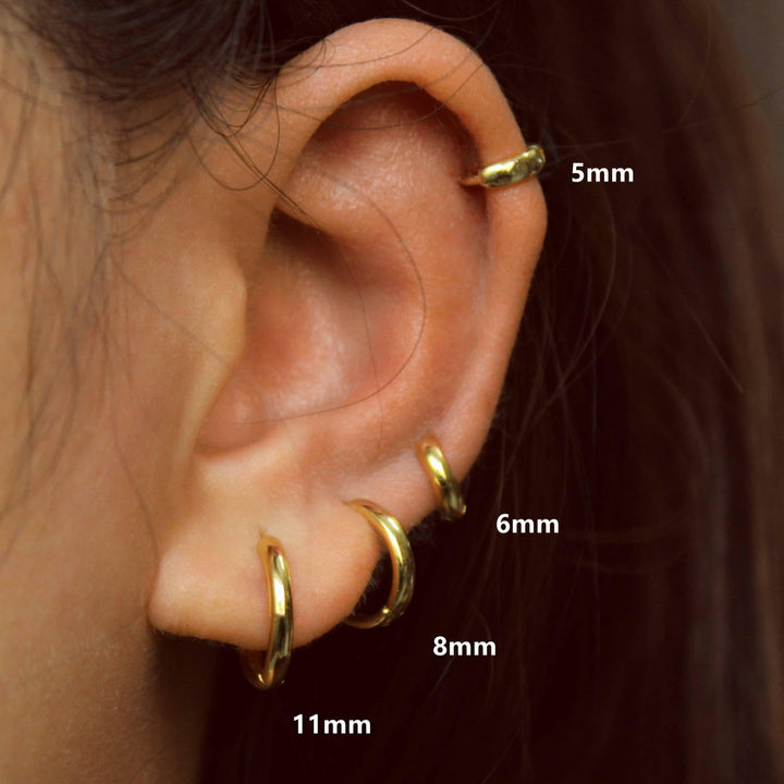 Simple Plain Hoop Earrings & Huggie Earrings - EricaJewels
