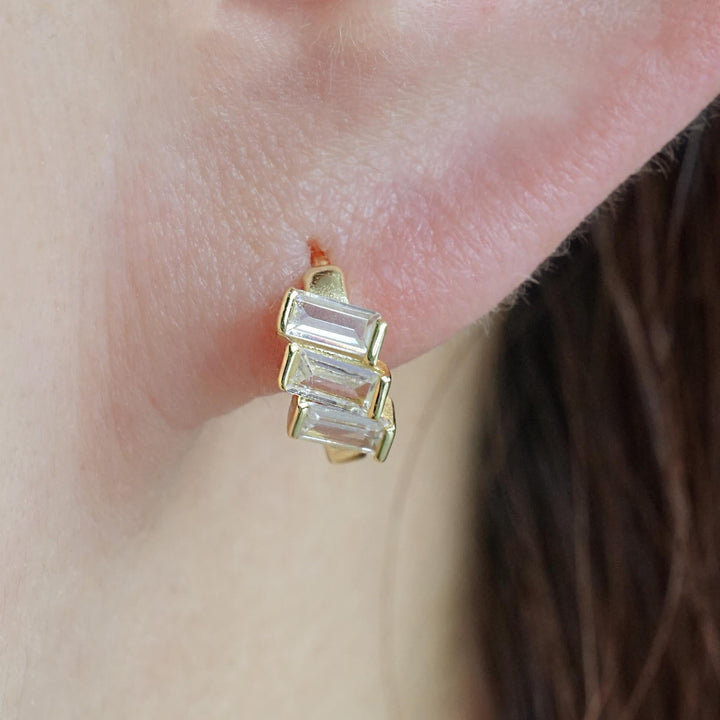  silver huggie earrings