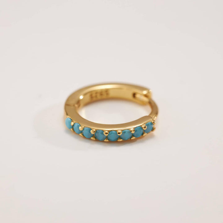 Turquoise Huggie Earrings/Hoop Earring Small Size - EricaJewels