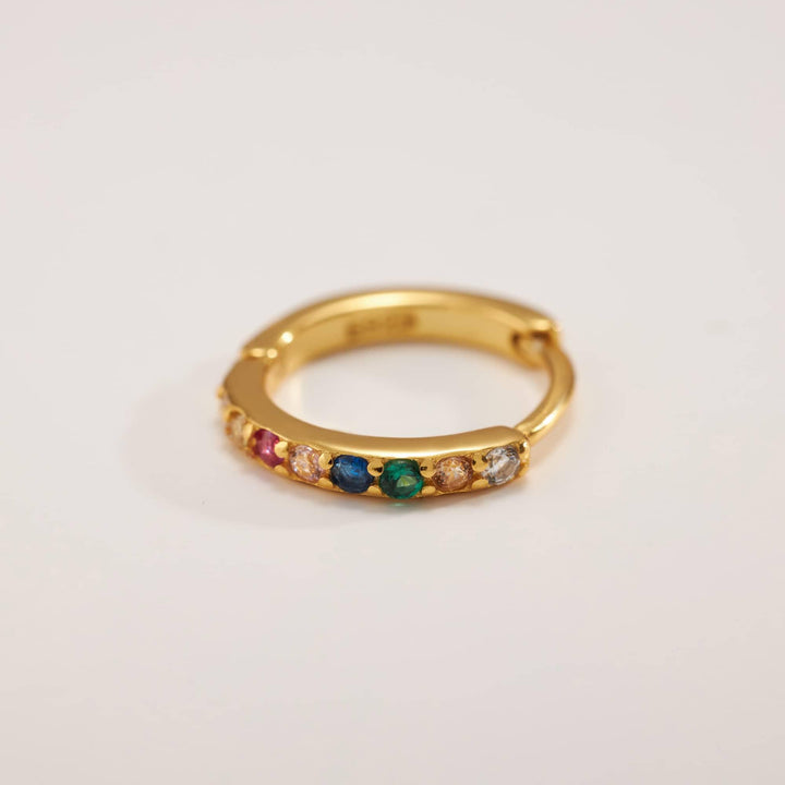 Rainbow Jade Huggie Earrings/Hoop Earring Small Size - EricaJewels