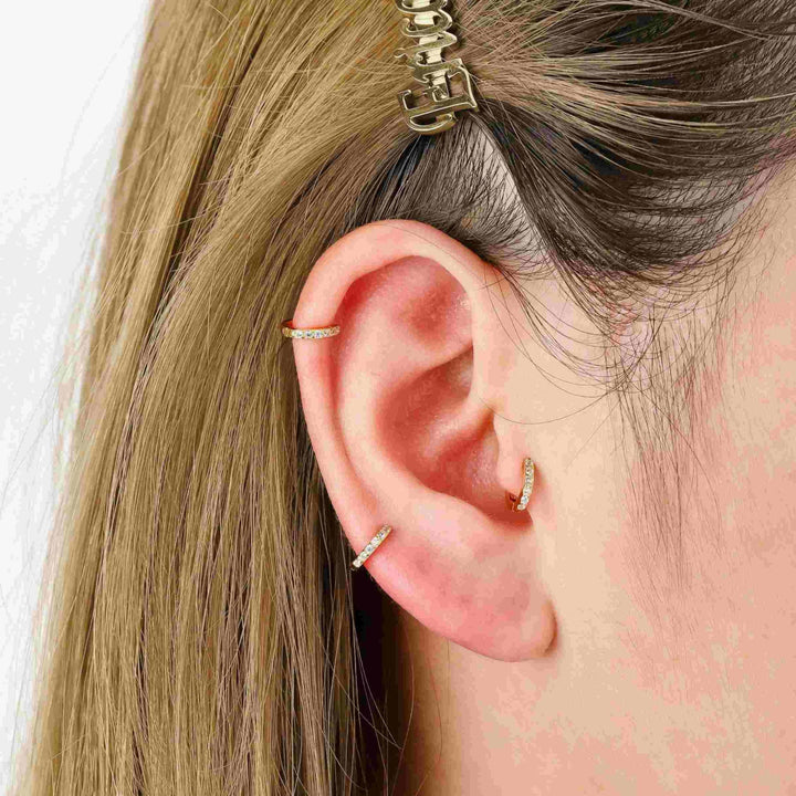 Classy Crystal 3A CZ Huggie Hoop Earrings-EricaJewels