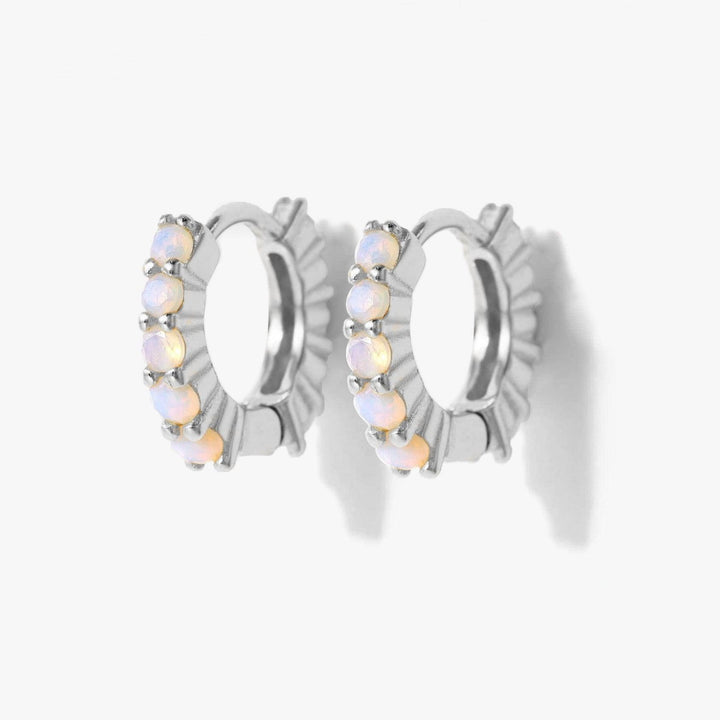 6MM White Opal Upper Helix Huggie Hoop Earrings-EricaJewels