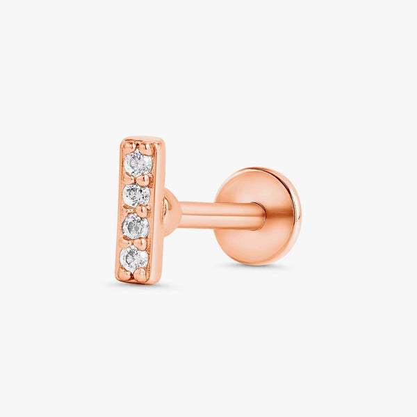 Color_Rose Gold,Bar Type & Materials_Labret (Titanium);Flat Back Stud Earrings - EricaJewels