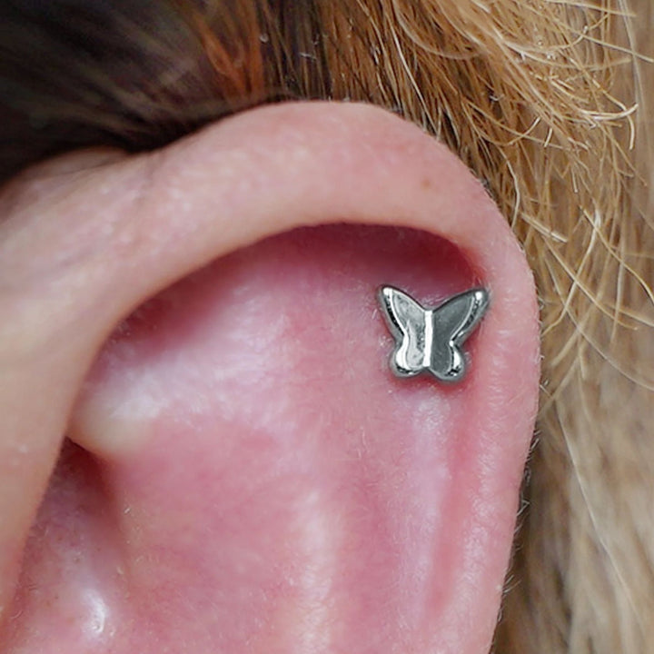 Tiny Plain Butterfly Flat Back Piercing Earring