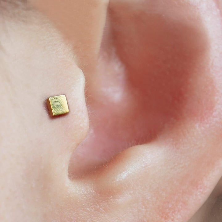 Mini Plain Square Push Pin Piercing Earring