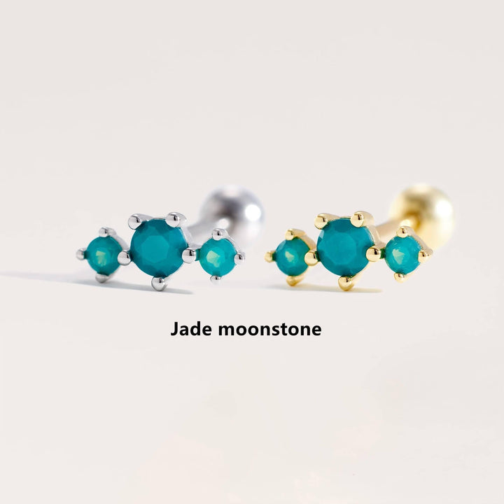 Trinity Jade Green Moonstone Flat Back Piercing Earring