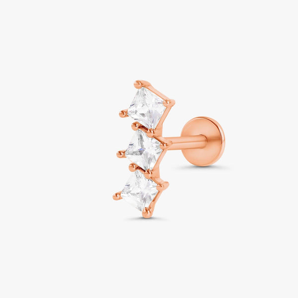 Color_Rose Gold,Bar Type & Materials_Labret (Titanium) ;Square Stud Earrings - EricaJewels