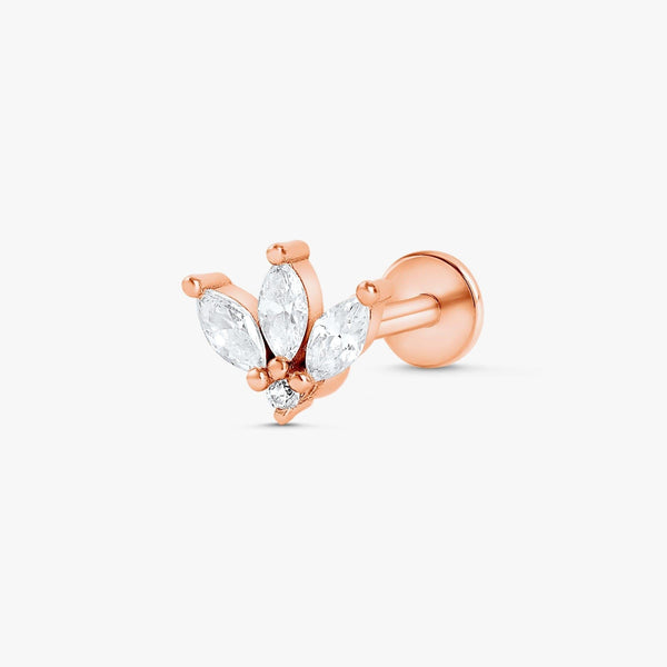 Color_Rose Gold,Bar Type & Materials_Labret (Titanium);Marquises Stud Earrings - EricaJewels