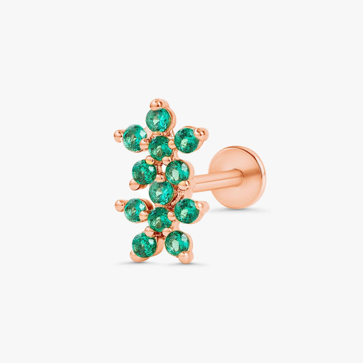 Emerald Green Double Flower Earrings - EricaJewels
