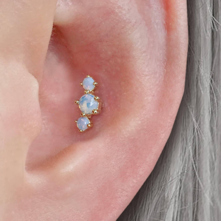 Trinity Pink Moonstone Flat Back Piercing Earring