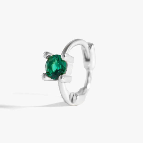Little Emerald Green 3A CZ Huggie Hoop Earrings