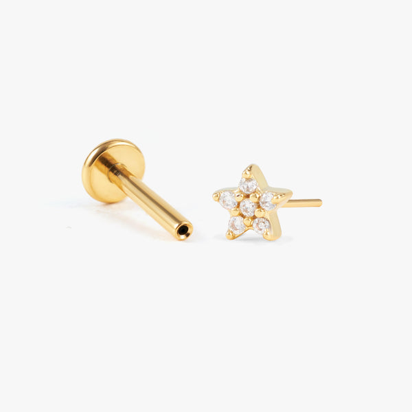 Color_Gold;Mini Celestial Star Crystal 3A CZ Push Pin Earring
