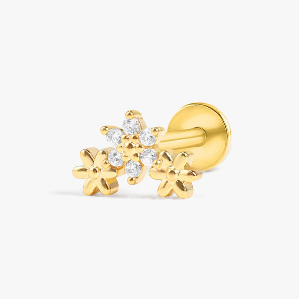 Color_Gold;Bar Type & Materials_Labret (Titanium);flower earrings