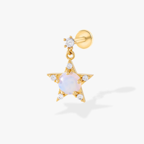 Color_Gold,Bar Type & Materials_Labret (Titanium); star earrings