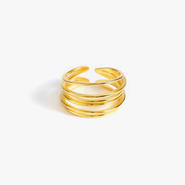 Multi layered Open ended Plain Gold Ring