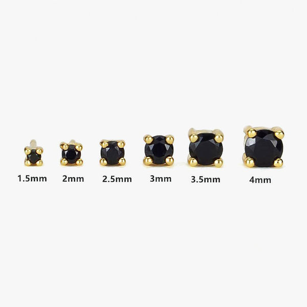 Muptile Sizes Black 3A CZ Stud Earrings