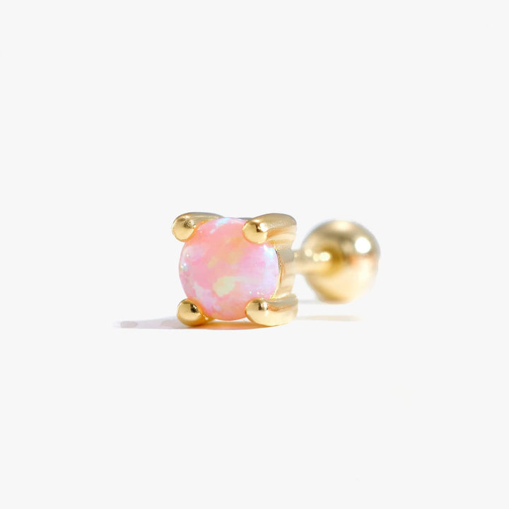Multiple Sizes Pink Opal Screw Back Earrings