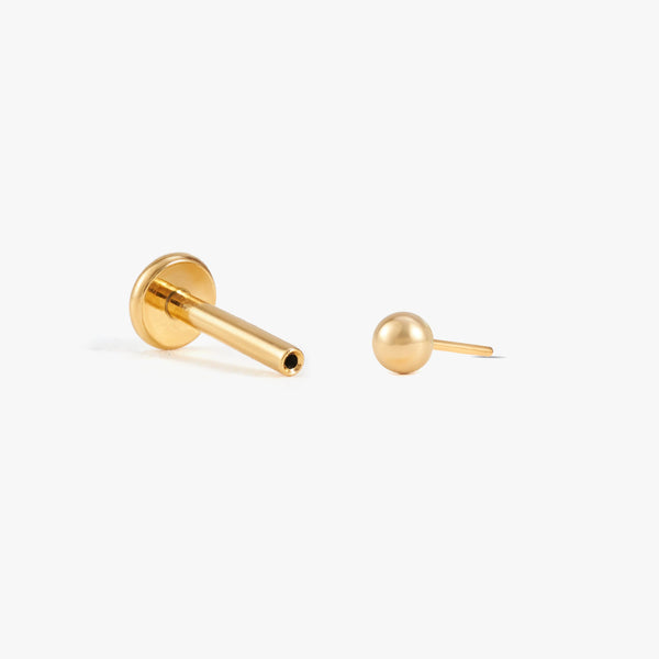 Color_Gold;Plain Bead Push Pin Piercing Earring