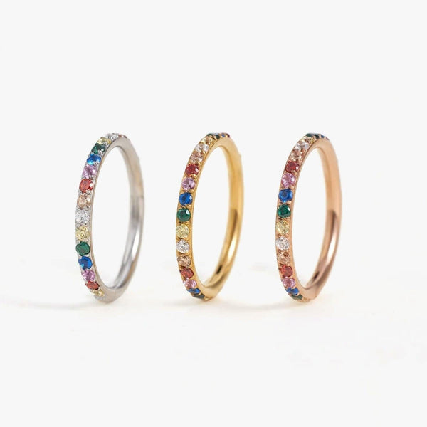 Multiple Sizes Rainbow 3A CZ Cartilage Hoops 16g