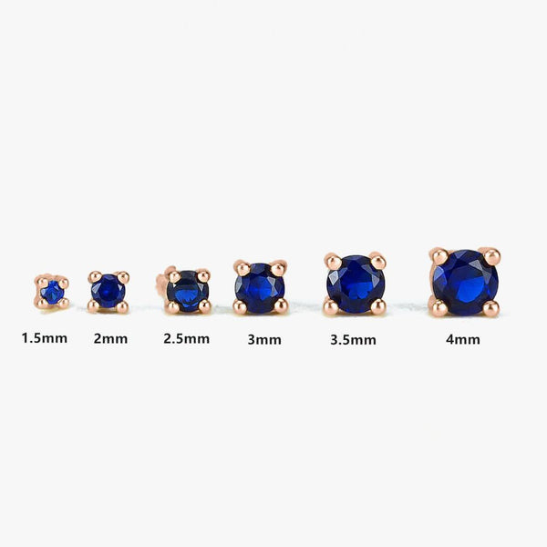 Muptile Sizes Sapphire Blue 3A CZ Stud Earrings
