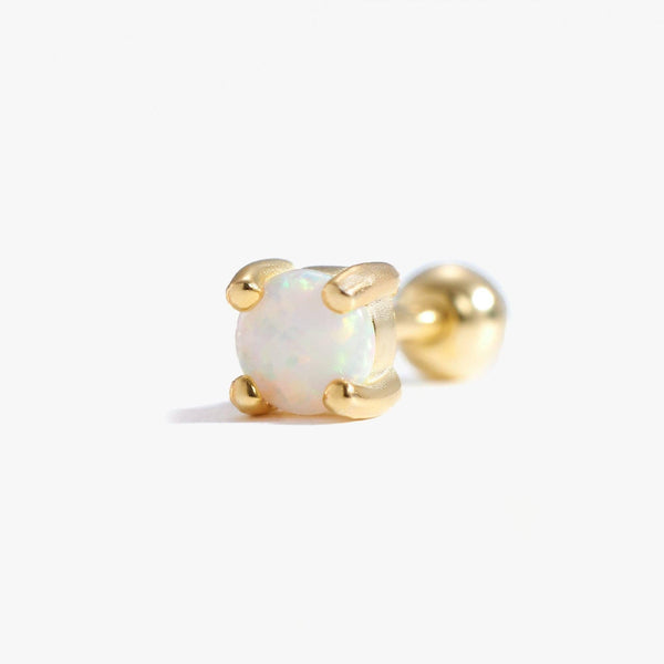 Muptile Sizes White Opal Srew Back Earrings